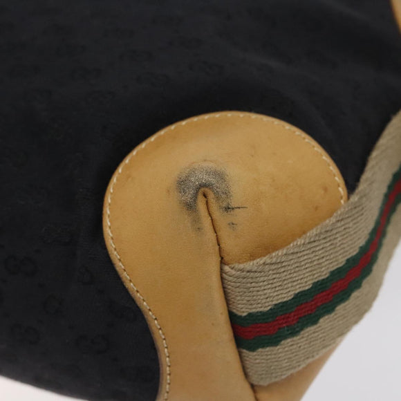 GUCCI Micro GG Canvas Web Sherry Line Shoulder Bag Black Gold Auth 131340