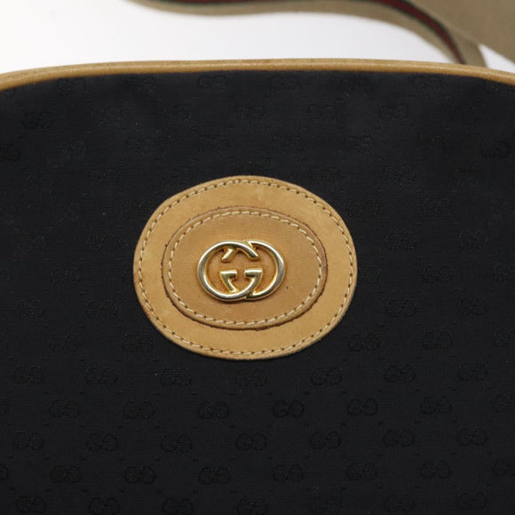 GUCCI Micro GG Canvas Web Sherry Line Shoulder Bag Black Gold Auth 131340
