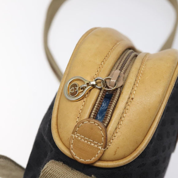 GUCCI Micro GG Canvas Web Sherry Line Shoulder Bag Black Gold Auth 131340