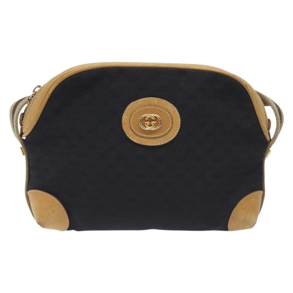GUCCI Micro GG Canvas Web Sherry Line Shoulder Bag Black Gold Auth 131340