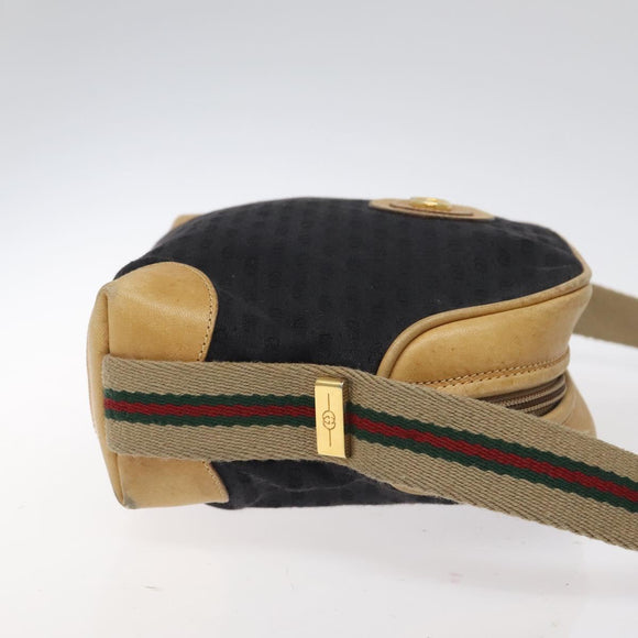 GUCCI Micro GG Canvas Web Sherry Line Shoulder Bag Black Gold Auth 131340