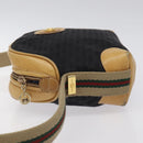 GUCCI Micro GG Canvas Web Sherry Line Shoulder Bag Black Gold Auth 131340-4