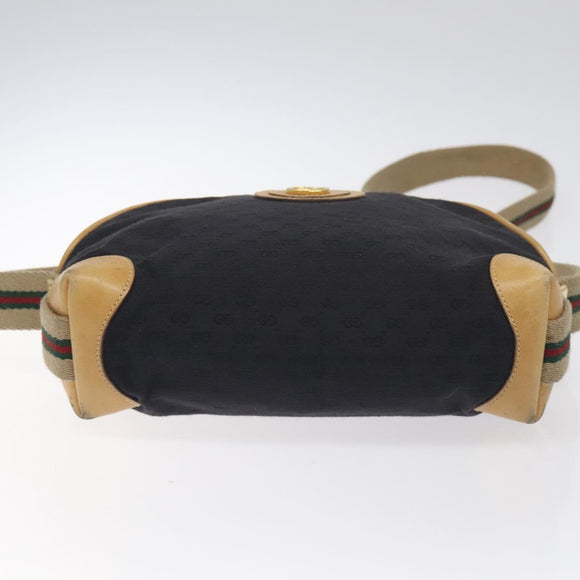 GUCCI Micro GG Canvas Web Sherry Line Shoulder Bag Black Gold Auth 131340