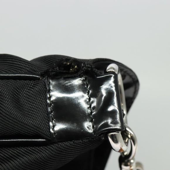 GUCCI Bamboo Hand Bag Nylon 2way Black Silver 001 2404 15770 Auth 131343