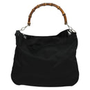 GUCCI Bamboo Hand Bag Nylon 2way Black Silver 001 2404 15770 Auth 131343-13