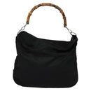 GUCCI Bamboo Hand Bag Nylon 2way Black Silver 001 2404 15770 Auth 131343-2