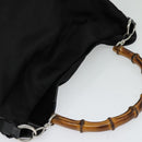 GUCCI Bamboo Hand Bag Nylon 2way Black Silver 001 2404 15770 Auth 131343-6