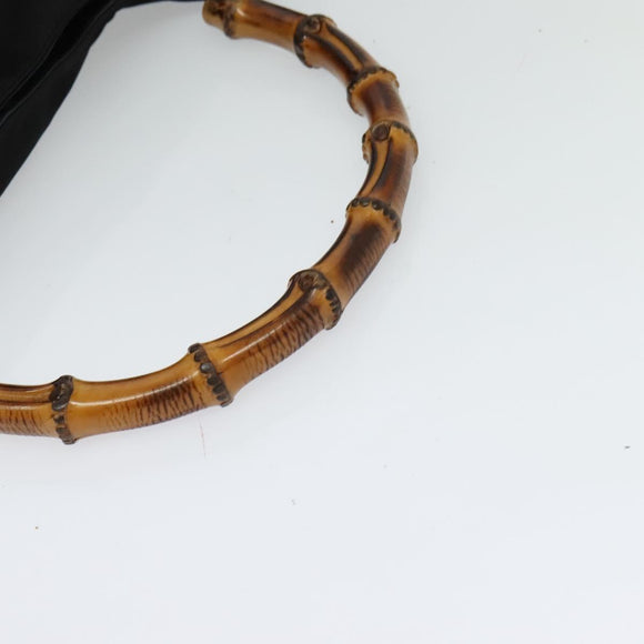 GUCCI Bamboo Hand Bag Nylon 2way Black Silver 001 2404 15770 Auth 131343