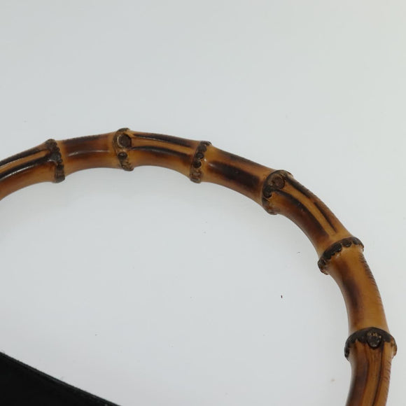 GUCCI Bamboo Hand Bag Nylon 2way Black Silver 001 2404 15770 Auth 131343