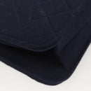 CHANEL Matelasse Chain Shoulder Bag cotton Navy Gold CC Auth 131348-17