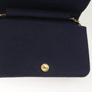 CHANEL Matelasse Chain Shoulder Bag cotton Navy Gold CC Auth 131348-21