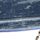 CHANEL Matelasse Chain Shoulder Bag cotton Navy Gold CC Auth 131348-9