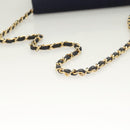 CHANEL Matelasse Chain Shoulder Bag cotton Navy Gold CC Auth 131348-7