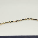 CHANEL Matelasse Chain Shoulder Bag cotton Navy Gold CC Auth 131348-14