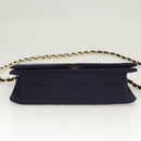 CHANEL Matelasse Chain Shoulder Bag cotton Navy Gold CC Auth 131348-5