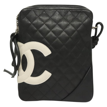 CHANEL Matelasse Cambon Line Shoulder Bag Leather Black Silver CC Auth 131350 - 0