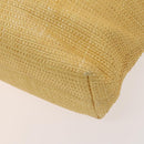 CHANEL Tote Bag Raffia Leather Beige Brown gold CC Auth 131352-15