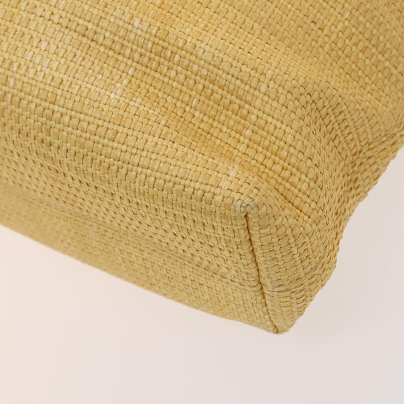 CHANEL Tote Bag Raffia Leather Beige Brown gold CC Auth 131352