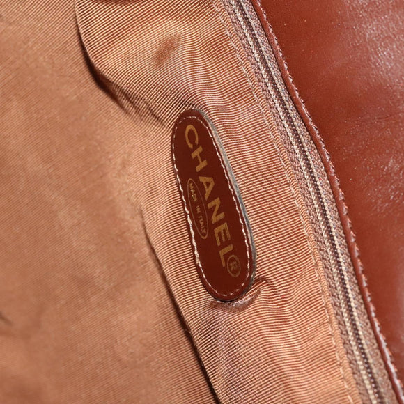 CHANEL Tote Bag Raffia Leather Beige Brown gold CC Auth 131352