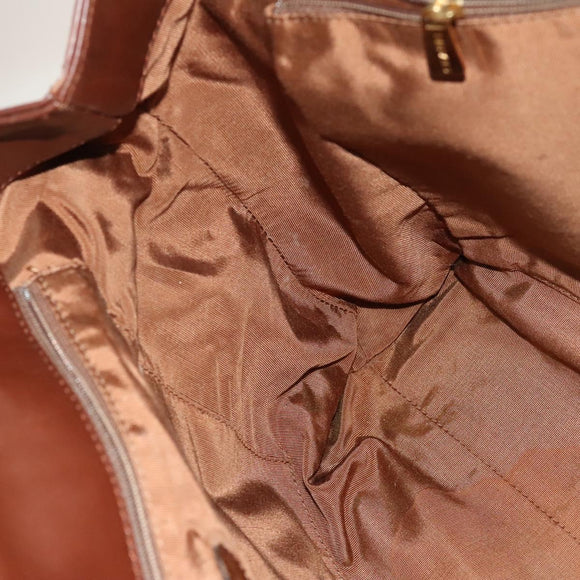 CHANEL Tote Bag Raffia Leather Beige Brown gold CC Auth 131352