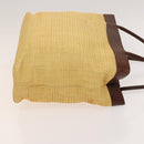 CHANEL Tote Bag Raffia Leather Beige Brown gold CC Auth 131352-3