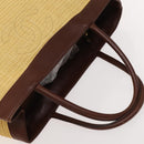 CHANEL Tote Bag Raffia Leather Beige Brown gold CC Auth 131352-6