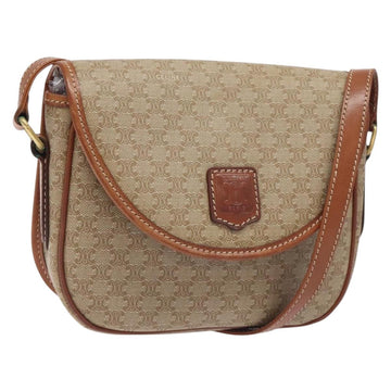 CELINE Macadam Canvas Shoulder Bag PVC Beige Gold Auth 131353