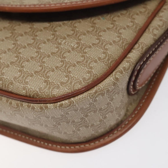 CELINE Macadam Canvas Shoulder Bag PVC Beige Gold Auth 131353