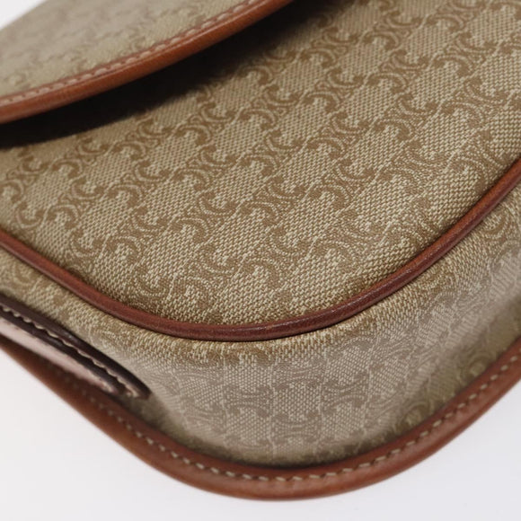 CELINE Macadam Canvas Shoulder Bag PVC Beige Gold Auth 131353