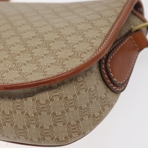 CELINE Macadam Canvas Shoulder Bag PVC Beige Gold Auth 131353
