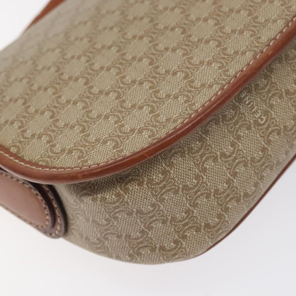 CELINE Macadam Canvas Shoulder Bag PVC Beige Gold Auth 131353