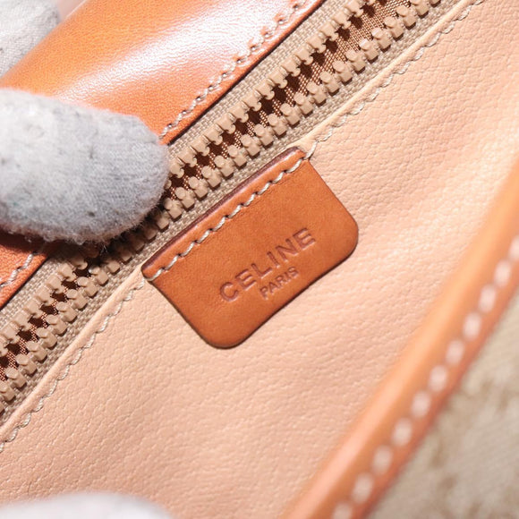 CELINE Macadam Canvas Shoulder Bag PVC Beige Gold Auth 131353