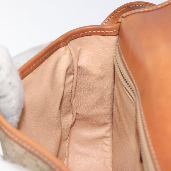 CELINE Macadam Canvas Shoulder Bag PVC Beige Gold Auth 131353