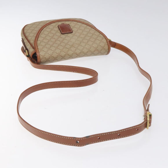 CELINE Macadam Canvas Shoulder Bag PVC Beige Gold Auth 131353