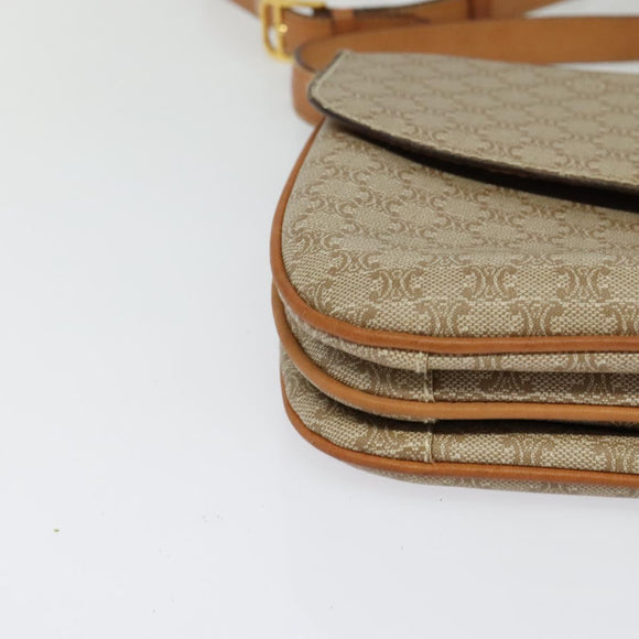 CELINE Macadam Canvas Shoulder Bag PVC Beige Gold Auth 131354