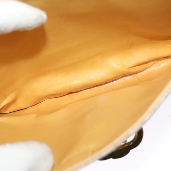 CELINE Macadam Canvas Shoulder Bag PVC Beige Gold Auth 131354