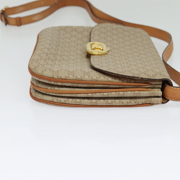 CELINE Macadam Canvas Shoulder Bag PVC Beige Gold Auth 131354