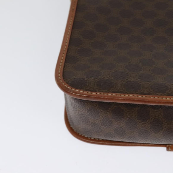 CELINE Macadam Canvas Shoulder Bag PVC Brown Gold Auth 131356