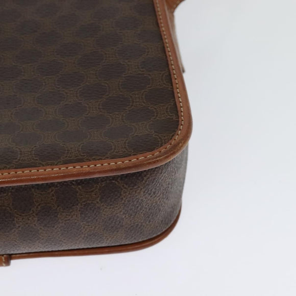 CELINE Macadam Canvas Shoulder Bag PVC Brown Gold Auth 131356