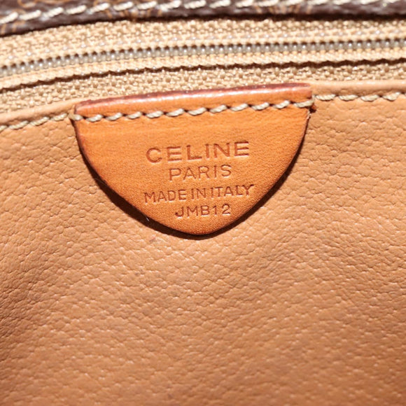 CELINE Macadam Canvas Shoulder Bag PVC Brown Gold Auth 131356