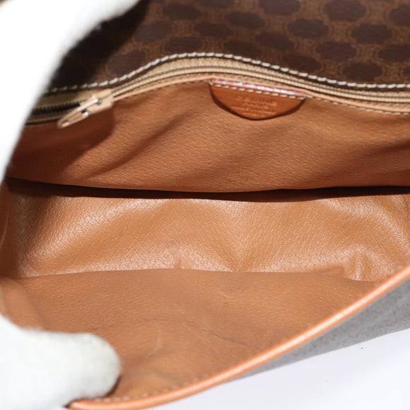 CELINE Macadam Canvas Shoulder Bag PVC Brown Gold Auth 131356