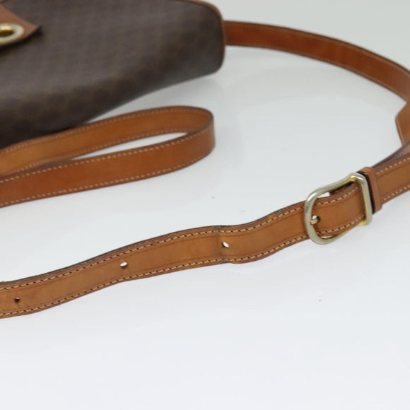 CELINE Macadam Canvas Shoulder Bag PVC Brown Gold Auth 131356