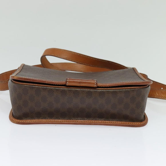 CELINE Macadam Canvas Shoulder Bag PVC Brown Gold Auth 131356