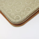 CELINE C Macadam Canvas Shoulder Bag Suede Cream Gold Auth 131357-14