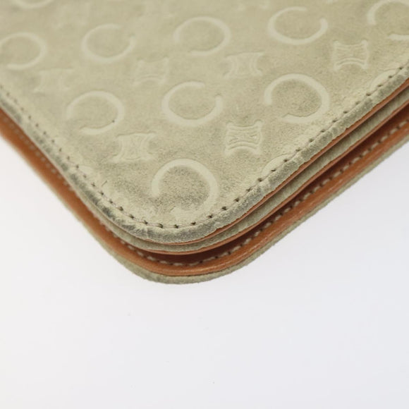 CELINE C Macadam Canvas Shoulder Bag Suede Cream Gold Auth 131357