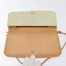 CELINE C Macadam Canvas Shoulder Bag Suede Cream Gold Auth 131357-10