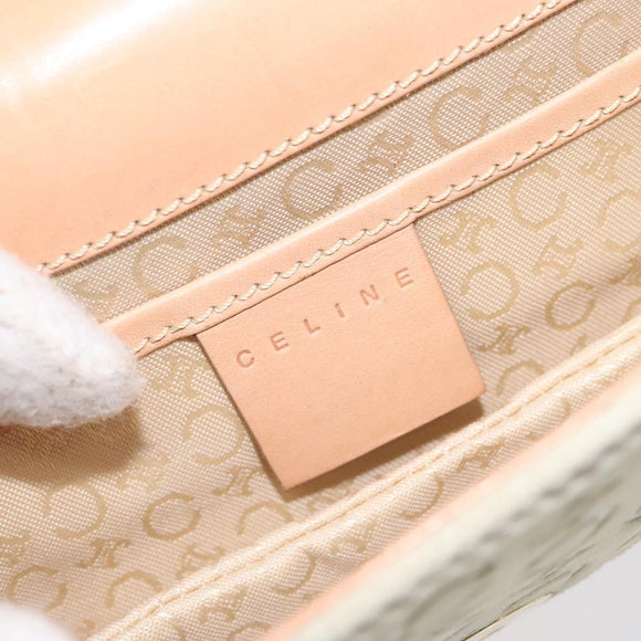 CELINE C Macadam Canvas Shoulder Bag Suede Cream Gold Auth 131357