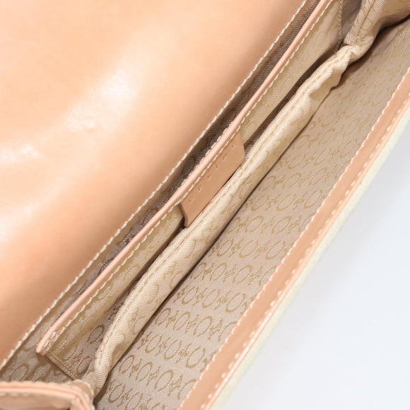 CELINE C Macadam Canvas Shoulder Bag Suede Cream Gold Auth 131357