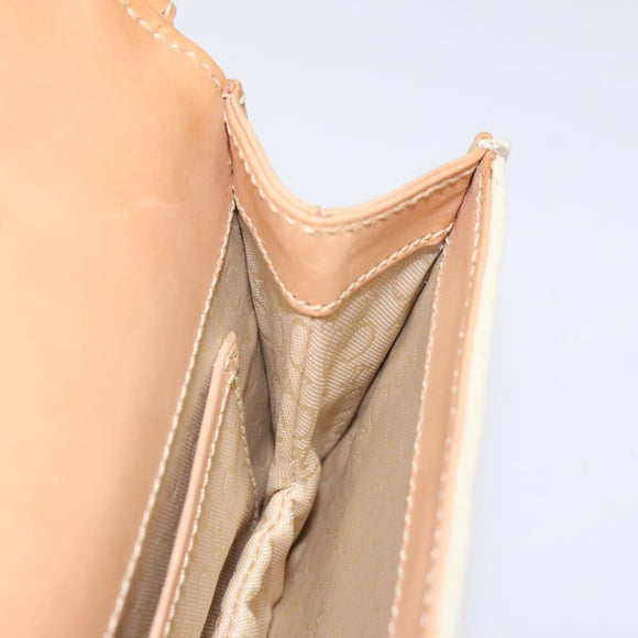 CELINE C Macadam Canvas Shoulder Bag Suede Cream Gold Auth 131357