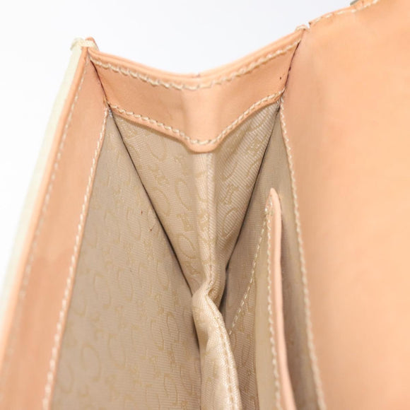 CELINE C Macadam Canvas Shoulder Bag Suede Cream Gold Auth 131357